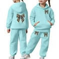 thumbnail image 1 of Teen Girls Fall 2 Piece Hoodie Set - Trendy Preppy Cheetah Print Bow Sweatshirt Outfit, 1 of 7