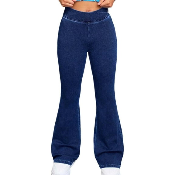 Teen Girls'Fashion Jeans Elastic High Waist Wide Leg High Waist Denim Pants Casual Denim Pants with Pockets for Girls 12-14 Years