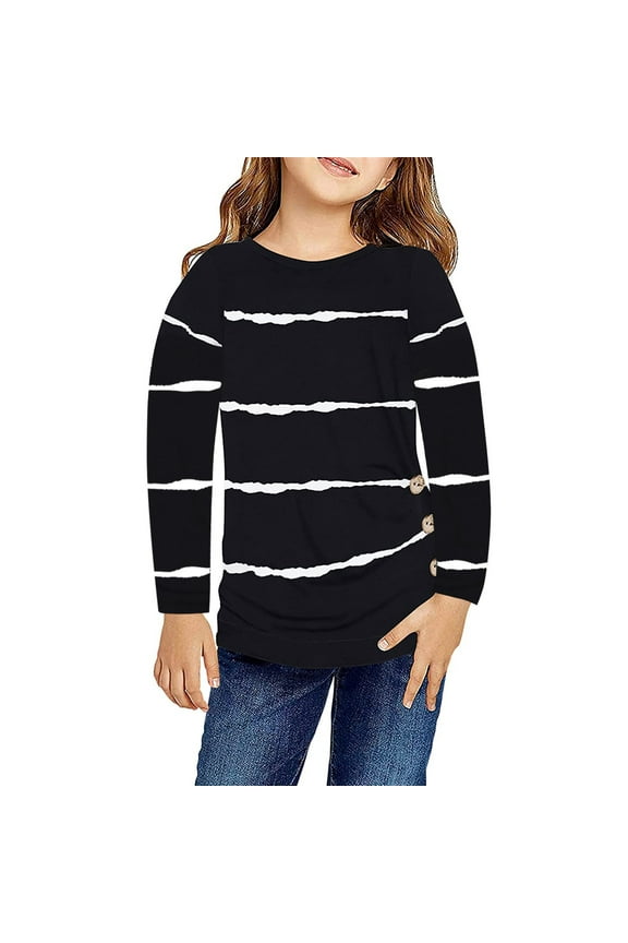 Teen Girls Fashion Tops Black Long Sleeve Shirt Crew Neck Shirt Basic Tees Fall Tops Girls 12-13 Years Clothes