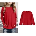 thumbnail image 1 of Teen Girls Fashion Tops Red Girls Long Sleeve T Shirts with Pocket Girls Basic Crewneck Tops Fall Tops Kids Tops 13-14 Years, 1 of 5