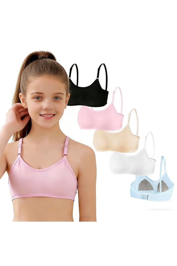 Teen Girls First Bra Training Bras Wireless Cotton Lightly Padded for Big Girls Adjustable Straps Back Closure Soft Edge Stretchy Smooth Comfort Youth 10-14 Years