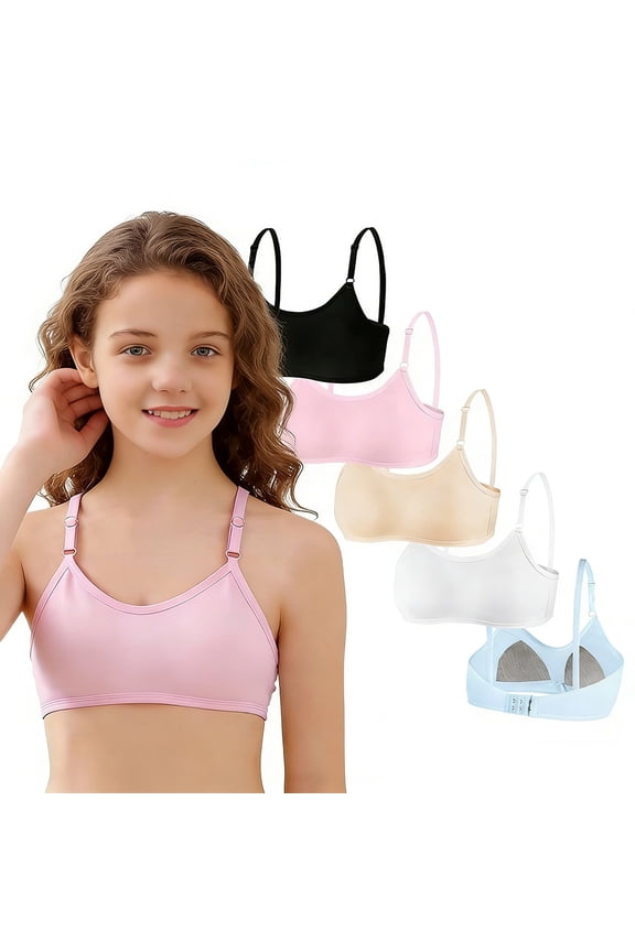 Teen Girls First Bra Wireless Cotton Lightly Padded Training Bras for Big Girls Adjustable Straps Back Closure Soft Edge Stretchy Smooth Comfort Youth 10-14 Years