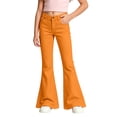 thumbnail image 1 of Teen Girls Flare Pants High Waisted Solid Color Bell Bottom Jeans Casual Retro Trousers for Kids 5-16Y, 1 of 9
