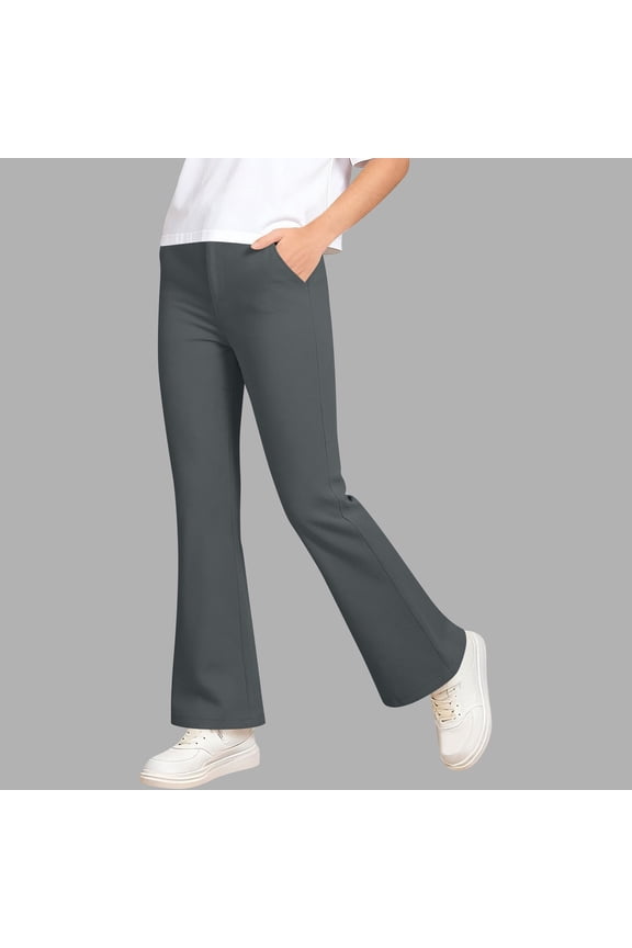 Teen Girls Flare Pants Stretchy Slim Fit Bootcut Yoga Leggings Dressy Trousers for School Uniform Daily Wear, 4T-12Y