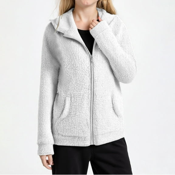 Teen Girls Fleece Jacket Casual Long Sleeve Zip Up Sweatshirt with Pockets Warm Lined Coat Outerwear Fall Clothes 13-14 Years Girl Clothes