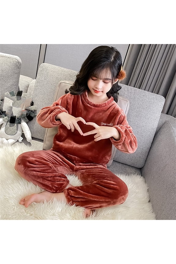 Teen Girls Pajama Sets Red Fuzzy Pjs Soft Warm Boys Winter Pajamas Girls 13-14 Years
