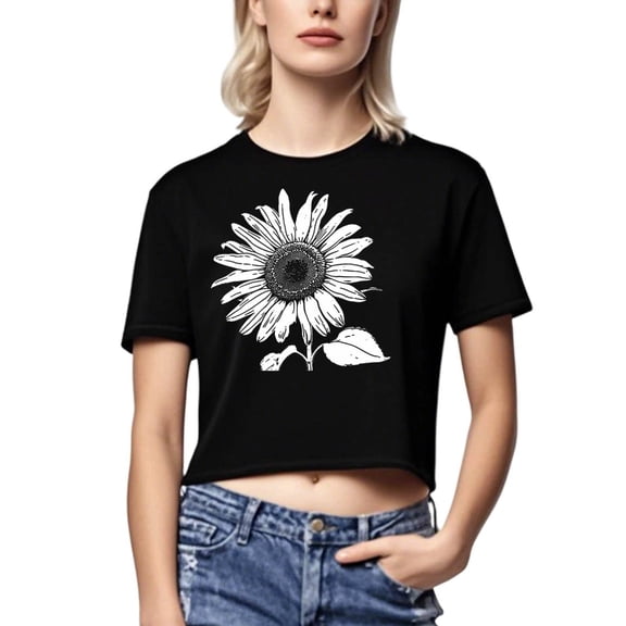 Teen Girls Floral Crop Top - Women's Short Sleeve Crew Neck Blouse | Cute Going Out Summer Graphic Flower Print Tee