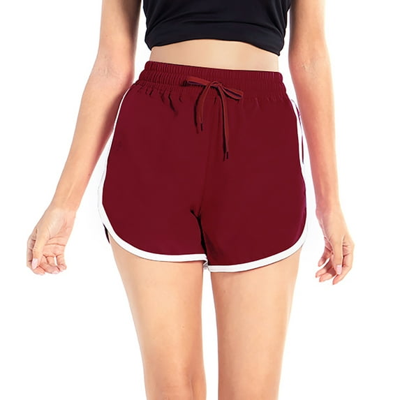 Teen Girls High Drawstring Waist Workout Sports Track Shorts,Running Shorts Athletic Gym Yoga PE Shorts,Super Comfy Casual Sporty Lounge Short Pants Dolphin Shorts,S-4XL Red