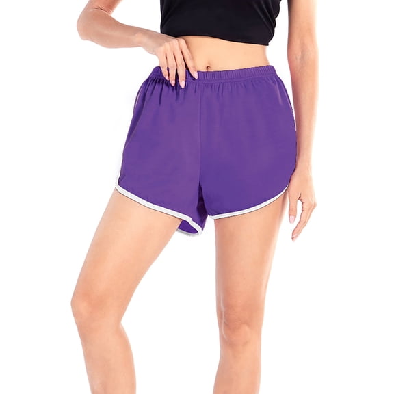 Teen Girls High Elastic Waist Workout Sports Track Shorts,Running Shorts Athletic Gym Yoga PE Shorts,Super Comfy Casual Sporty Lounge Short Pants Dolphin Shorts,S-4XL Purple