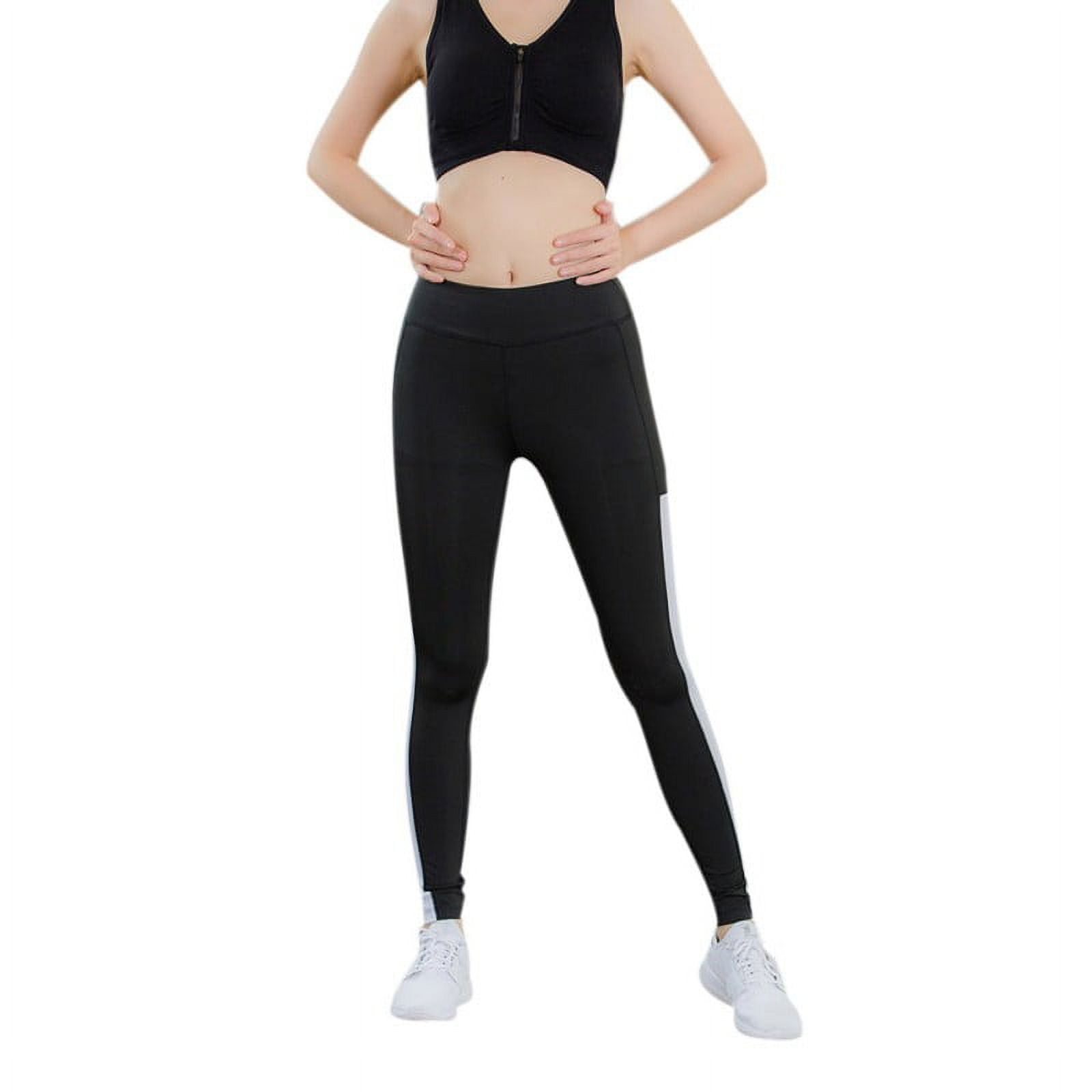 Teen Girls High Waist Leggings Workout Pants,Yoga Capri Pants with Pockets,Tummy  Control Workout Running Pants 4 Way Stretch Yoga Leggings Side Decor  Activewear 