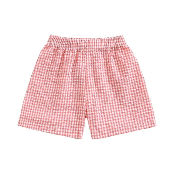 Teen Girls Hiking Cargo Shorts Kids Bermuda Toddler Baby Shorts Gingham Plaid Seersucker Elastic Waist Ruffle Hem Shorts Bottoms Summer Casual Shorts 9M-4T