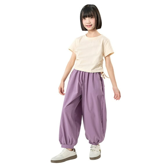 Teen Girls Hiking Pants Slacks Purple Girls Dance Trousers Spring Summer Trousers Long Pants 13-14 Years Clothes for Boys