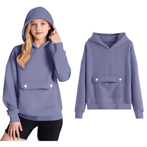 Teen Girls Hoodie Kids Purple Hoodie Casual Long Sleeve Classic Hoodie Fall Clothes Little Girl Clothes 14-15 Years
