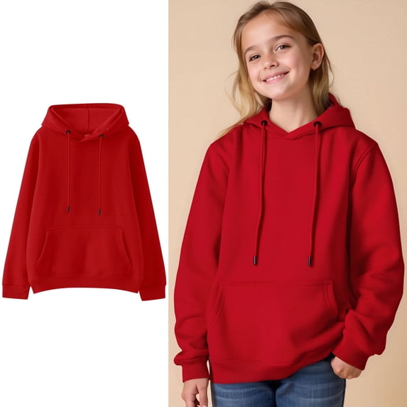Girls Hoodie Kids Red Hoodie Casual Long Sleeve Sweatshirts Jackets Winter Clothes Clothes for Girls 10-12 Years