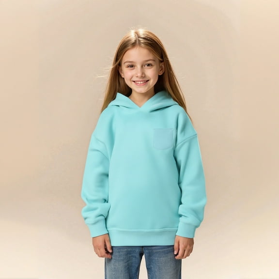 Teen Girls Hoodies Kids Blue Hoodies Long Sleeve Pullover Tops Fall Clothes Toddler Boy Clothes 10-11 Years