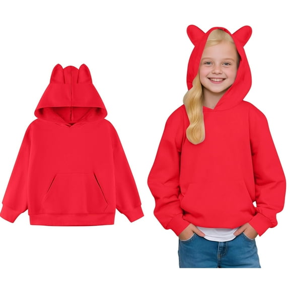 Teen Girls Hoodies Kids Red Hoodies Long Sleeve Pullover Tops Fall Winter Clothes Boy Clothes 11-12 Years