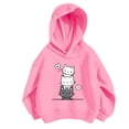 thumbnail image 1 of shoper Girls Hoodies Size 14-16 Loose Pullover Hoodie Warmth Graphic Print Cropped Sweatshirt Children Kid's Fall Winter Outfits Light Pink 130, 1 of 3