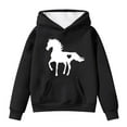 thumbnail image 1 of Teen Girls Hoodies Sweatshirts Winter Warm Pullover With Pocket Cute Horse Print Long Sleeve Hooded Sweatshirt Kids Clothes Black Size 13-14T, 1 of 4