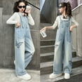 thumbnail image 1 of Teen Girls Jean Overalls Jumpsuits Girls Overalls Kids Casual Sleeveless Girls Wide Leg Jeans Pants Girls 1 Piece Rompers with Pockets Size 10-12 Years Girls Summer Clothes, 1 of 8