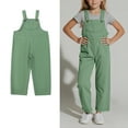 thumbnail image 1 of Teen Girls Jumpsuit Girls Overalls Kids Casual Sleeveless Girls Overalls with Pockets Green Jumpsuit Girls Size 15-16 Years Clothes, 1 of 5