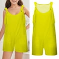 thumbnail image 1 of Teen Girls' Jumpsuits & Rompers Kids Casual Sleeveless Romper Girls 1 Piece Rompers with Pockets Yellow Jumpsuit Summer Shorts for Girls 13-14 Years, 1 of 9