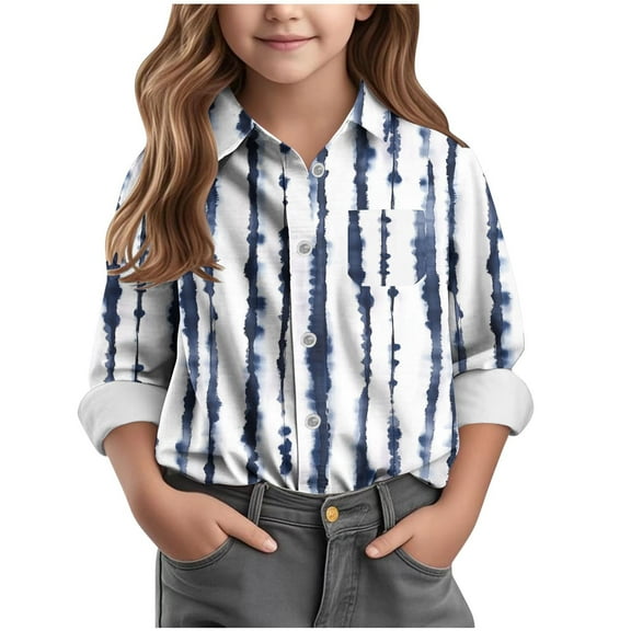 Teen Girls Long Sleeve Button Down Shirts Dressy Casual Floral Graphci Blouse Tunic Tops Summer Fashion 2025