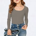 thumbnail image 1 of Girls Long Sleeve T-shirt Summer Ribbed Raglan Sleeve T Shirt Crew Neck Fitted Casual Basic Tee Kids Junior Cotton Top Summer Fall Casual Streetwear,Beige,140, 1 of 8