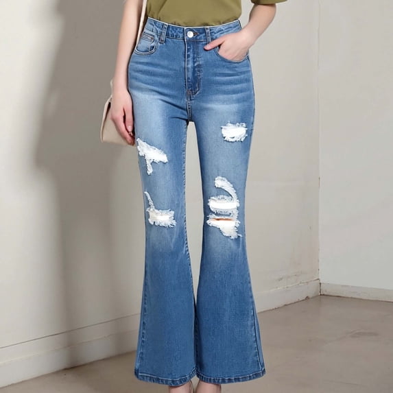 Girls' Pants Elastic High Waist Wide Leg Pants Trousers Baggy Denim for Girls 12-13 Years