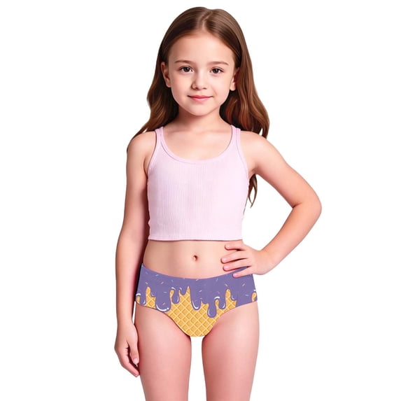 Girls Period Swimwear Two Pieces Bikini Set Bottom Swimwear Ice Print Swimsuit Kids Two Piece Bathing Sun Swim Trunks Rash Guard Swimsuits