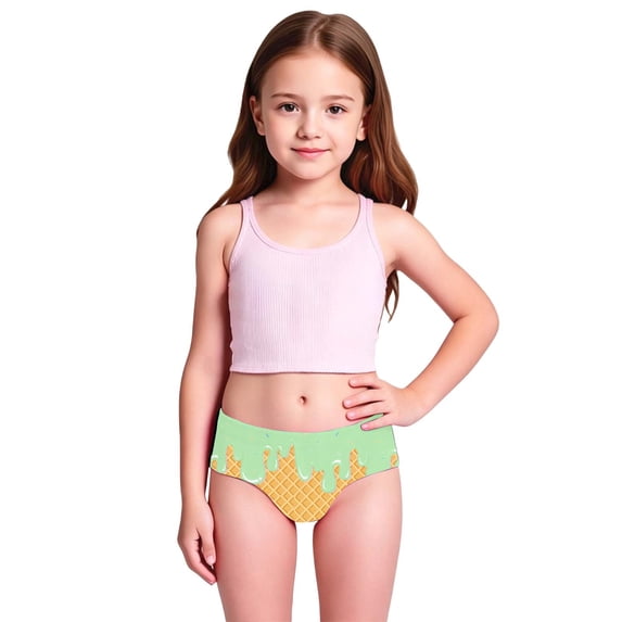 Girls Period Swimwear Two Pieces Bikini Set Bottom Swimwear Ice Print Swimsuit Kids Two Piece Bathing Sun Swim Trunks Rash Guard Swimsuits