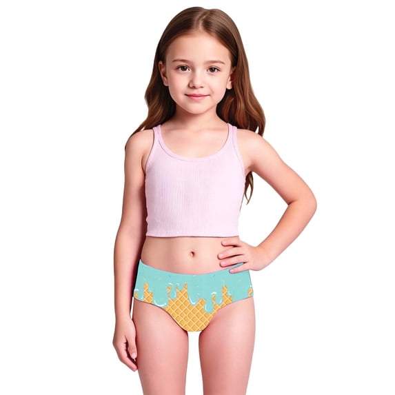Girls Period Swimwear Two Pieces Bikini Set Bottom Swimwear Ice Print Swimsuit Kids Two Piece Bathing Sun Swim Trunks Rash Guard Swimsuits