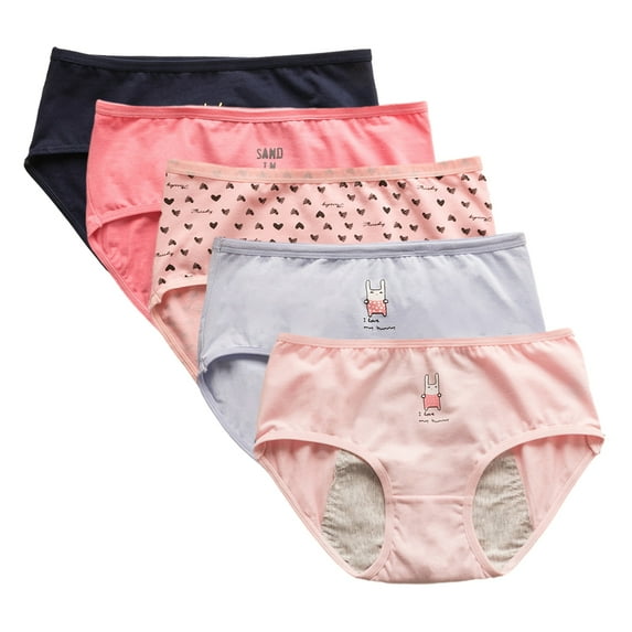 Teen Girls Period Underwear Cotton Soft Women Panties For Teens Briefs,5PCS