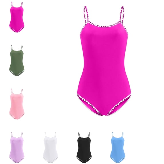 Girls Pink 1 Piece Beach Sport UPF 50 Swimsuit Color Block Strap Swimwear Girls Bathing Suit Adjustable Straps Padded Swimwear 14-15 Years
