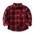 thumbnail image 1 of Teen Girls Plaid Flannel Shirt Kids Oversized Long Sleeve Button Down Tops Fall Blouse Thermal Shacket Spring Collared Jacket, 1 of 9