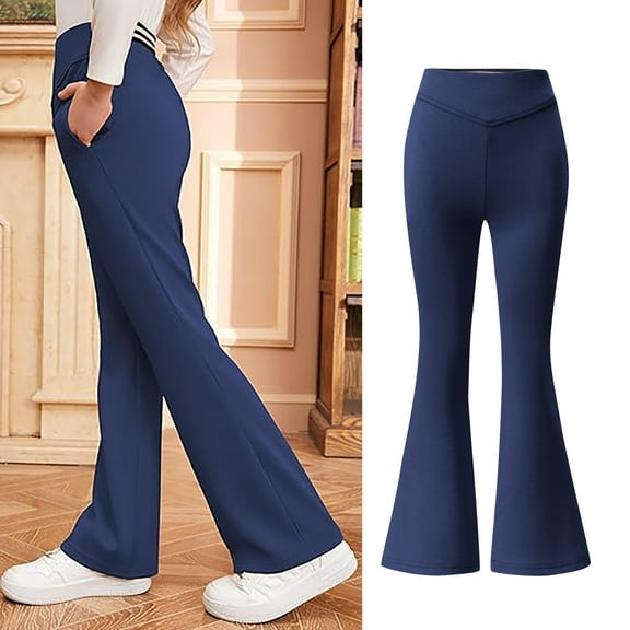 Teen Girls School Uniform Pants Skinny Fit Stretch Pants With Pockets Flare Leg Pants Girls Clear Uniform Pants Back To School Outfits For Girls Teen Cute Clothes For Girls 11-12 Years