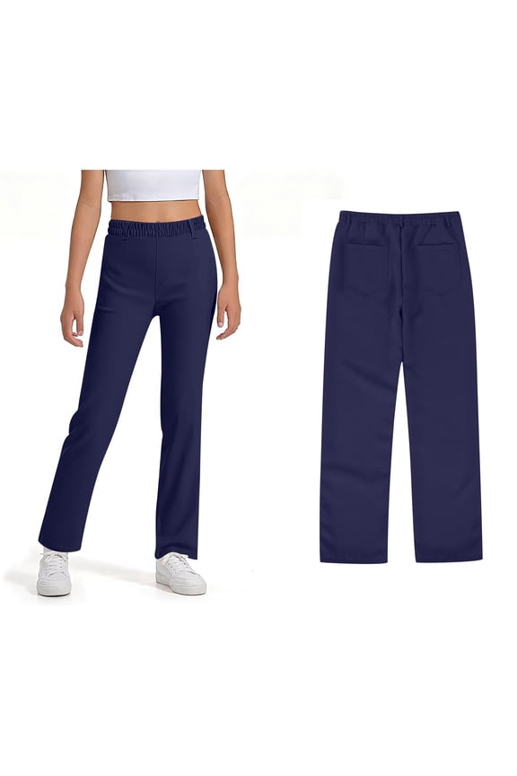 Teen Girls School Uniform Pants Skinny Fit Stretch Pants with Pockets Straight Pants Blue Uniform Pants Back To School Clothes Teen Girls Clothes Size 11-12 years