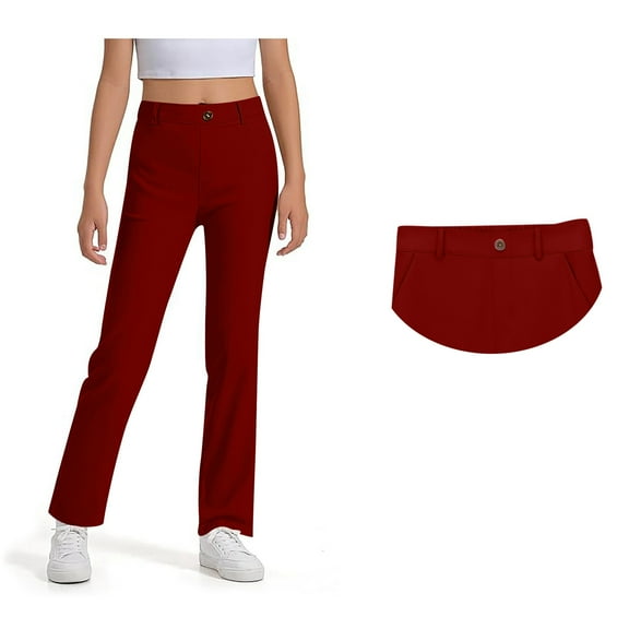 Teen Girls School Uniform Pants Skinny Pants Stretch Pants With Pockets Flare Leg Pants Purple Pants for Girls Back To School Clothes Teen Preppy Clothes for Girls 11-12 Years