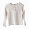 thumbnail image 1 of Teen Girls Shirts Long Sleeve Henley T Shirts Button Up Slim Fit Tops Basic Tees Round Neck Ribbed Knit Shirts Girls Fall Winter Clothes Size 11-12T, 1 of 6
