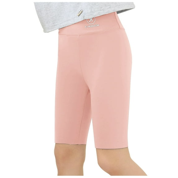 Teen Girls Shorts Elastic High Waist Slim Shorts Breathable Summer Sport Dance Wear Solid Color Yoga Athletic Short Pants Pink 12-14 Years