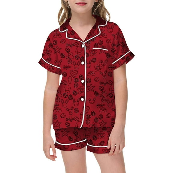 Teen Boys Silk Pajamas Set Bunny Summer Pjs For Girls Shorts Set Toddler Sleepwears Pjs For Girls 12-13 Years