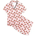 thumbnail image 1 of Teen Satin Pajamas For Girls Strawberry Printed Button Down Sleepwear With Shorts 2PCS Summer Toddler Girl Sleepwear Girl Pajamas Size 12-13, 1 of 4