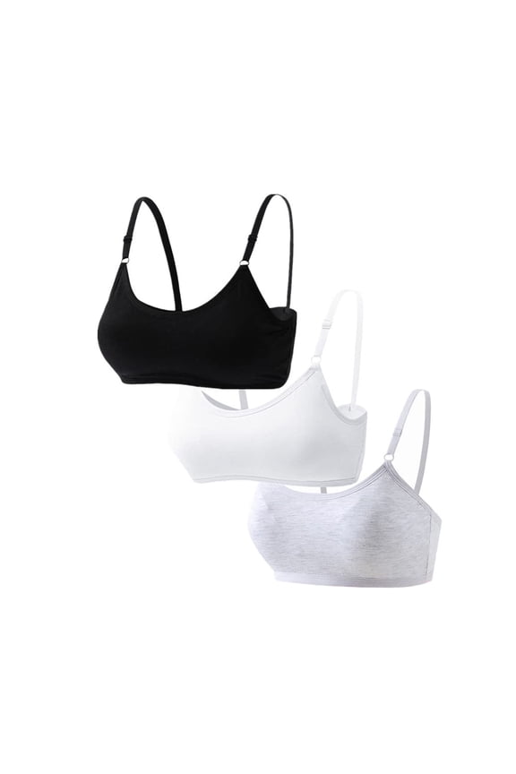Girls Padded Training Bras Cotton Soft Breathable Adjustable Straps Wireless for 10-16 Years Teens First Bra Big Kids Daily Use