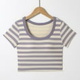 thumbnail image 1 of Teen Girls Solid Color Built-in Bra Round Neck Short Sleeve T-Shirt, Modal Cotton Blend Casual Top, 14-19 Years, 1 of 8
