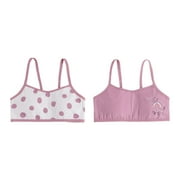 Teen Girls' Spaghetti Strap Sports Bra Cotton Cropped Training Bra Bra With Removable Cookies 2 Pack Pink 10 Years-12 Years