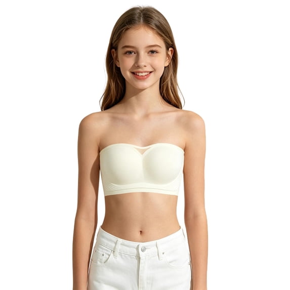 Teen Girls Strapless Wireless Support Bra Back Slip Non Slip Comfort Seamless Bralette Smoothing No Trace Daily Underwear For Teens 13-18 Years Old
