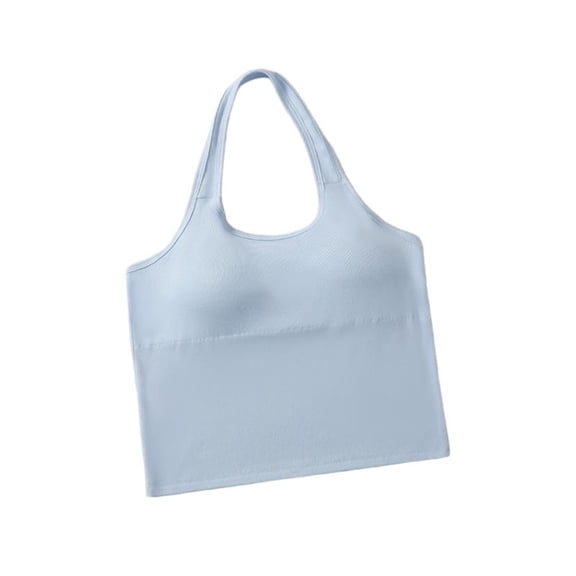 Teen Girls Summer Halter Tank Tops Vacation Beach Backless Sleeveless Shirts Built In Bras Casual Slim Comfy Solid Color Tops