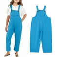 thumbnail image 1 of Teen Girls Summer Jumpsuits Casual School Romper Blue Bib Pants with Pockets for Daily Wear Cute Summer Clothes for Girls 13-14 Years, 1 of 6