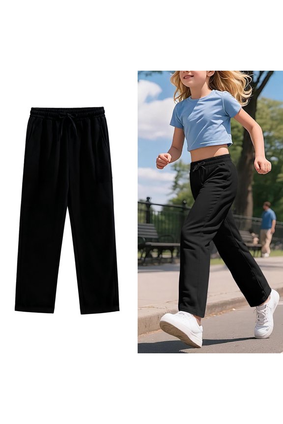Teen Girls Sweatpants With Pockets Elastic Waistband Active Fit Girls Black Sweatpants Back To School Clothes Teen Girls Pants Size 13-14 Years