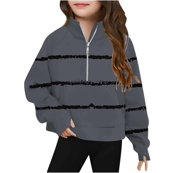 Teen Girls Sweatshirt Cute Stripe Printed Long Sleeves Sweatshirts Casual Crew Neck Fall Winter Pullover Tops Clothes Casual Comfy Fleece Jumper School Warm Girl Coat