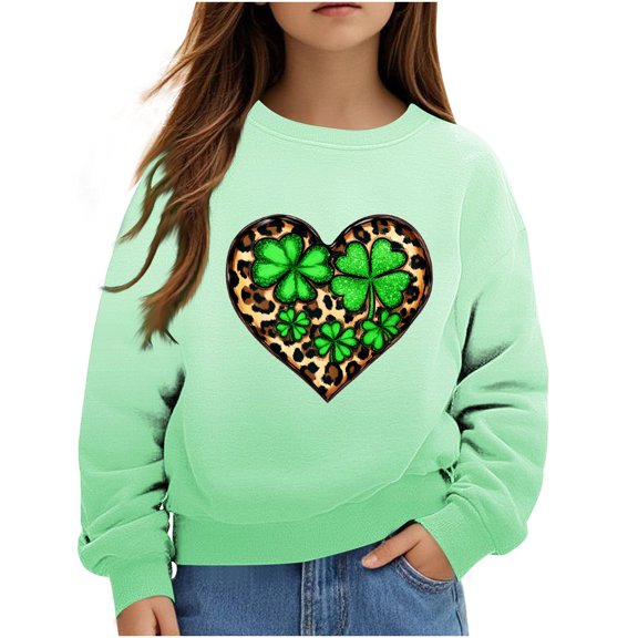 Teen Girls Sweatshirt for Kids Cute Printed Long Sleeves Sweatshirts Casual Crew Neck Fall Winter Pullover Tops Clothes Casual Comfy Fleece Jumper School Warm Girl Coat